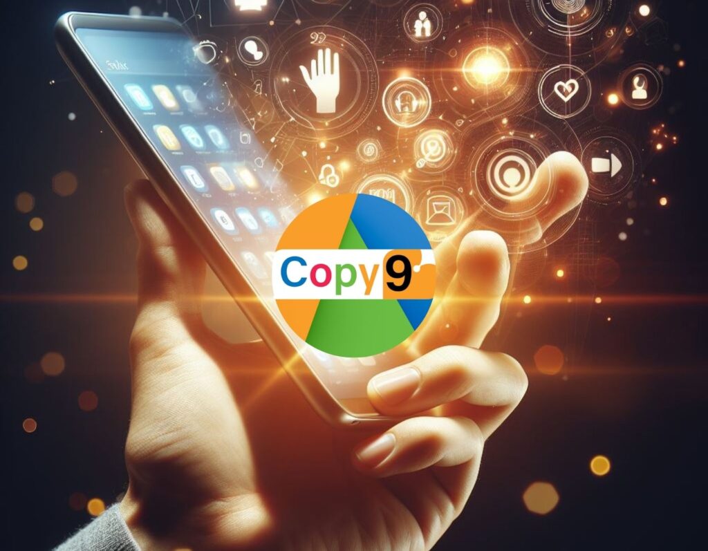 صورة لهاتف محمول بداخله رمز برنامج Copy9