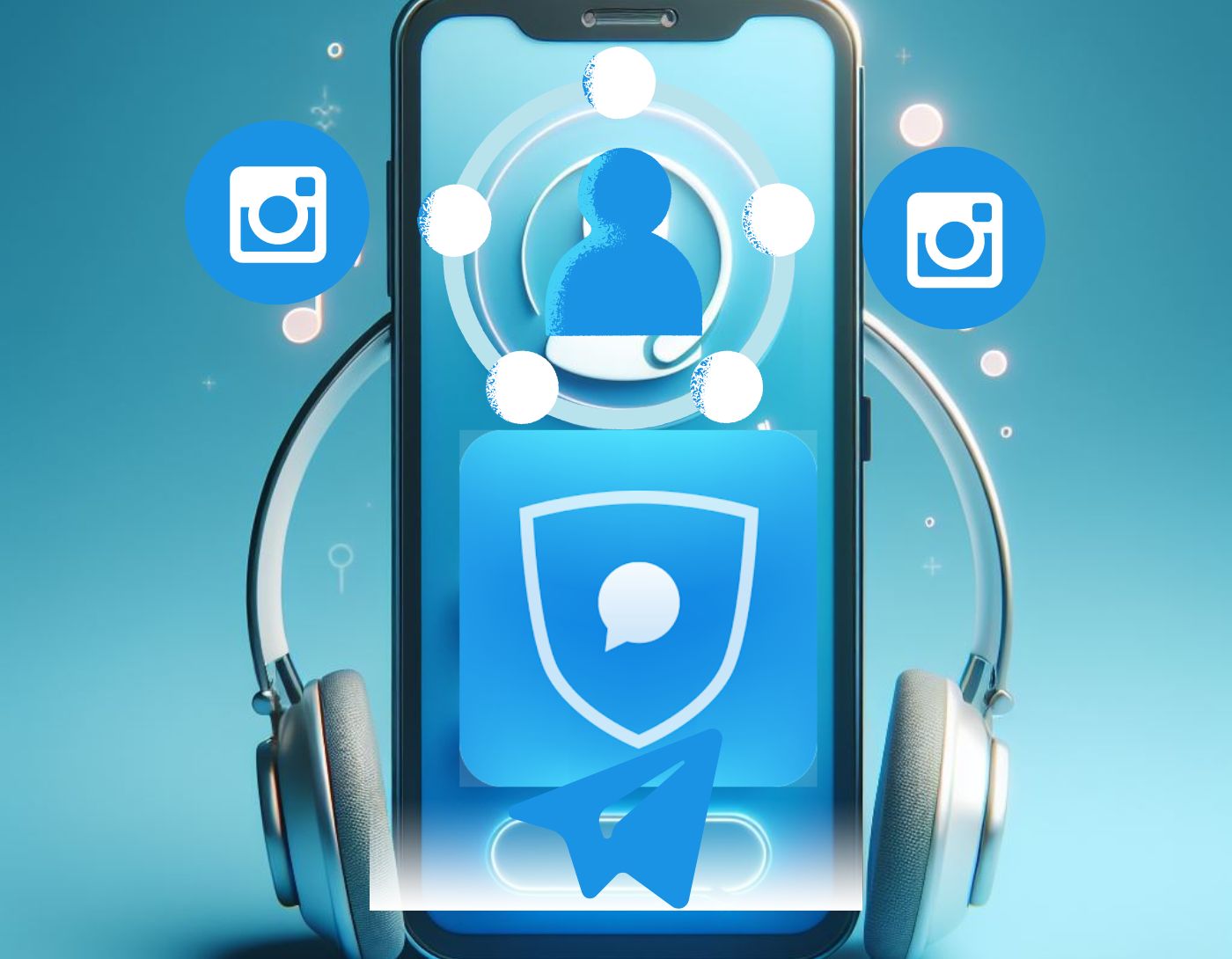 صورة لهاتف ذكي بداخله علامة تيليجرام واسم المستخدم 