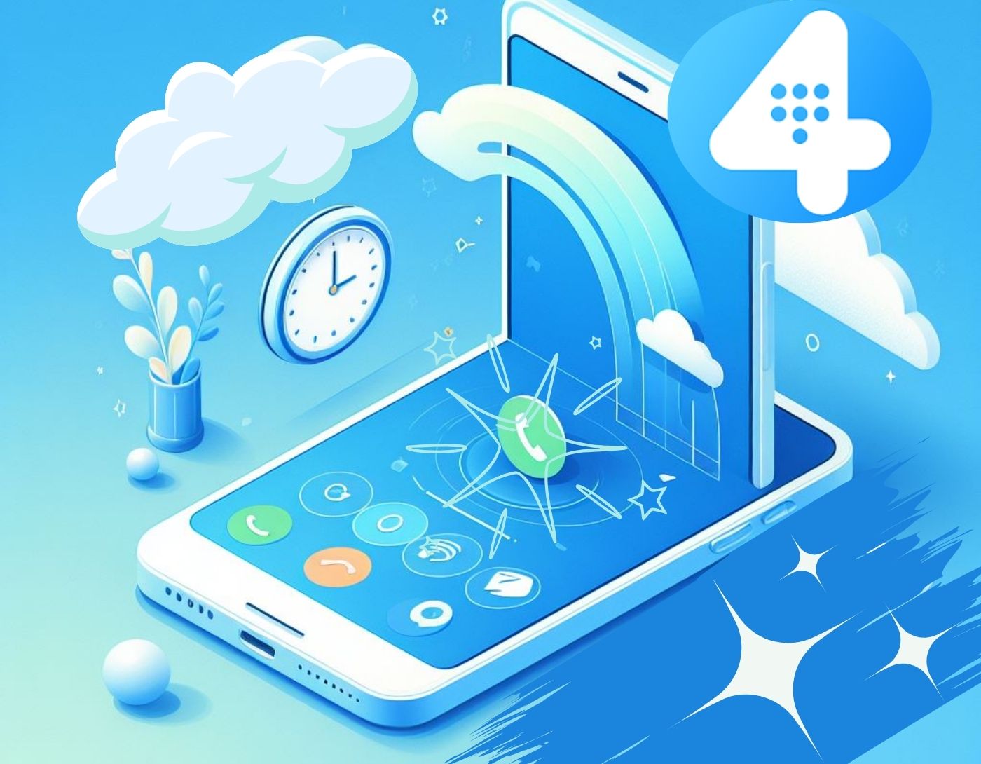 صورة لهاتف يستقبل مكالمة مع علامة برنامج Ring4