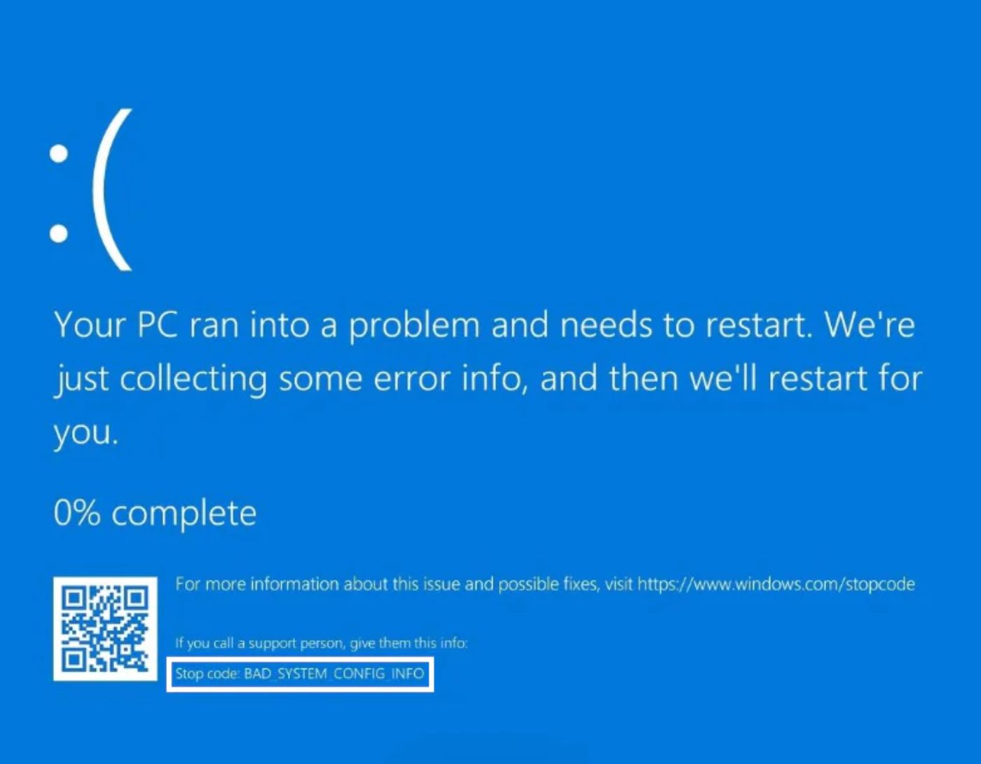 إصلاح خطأ "Bad_System_Config_Info" في نظام التشغيل ويندز 10
