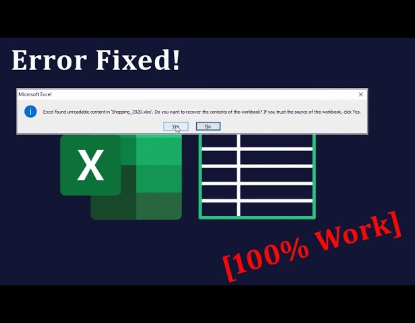 اصلاح خطأ تم العثور على محتوى غير قابل للقراءة في excel