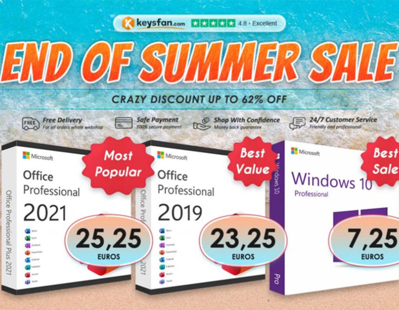 تخفيضات الصيف من Keysfan برنامج Office 2021 Pro Plus بسعر رخيص مدفوع