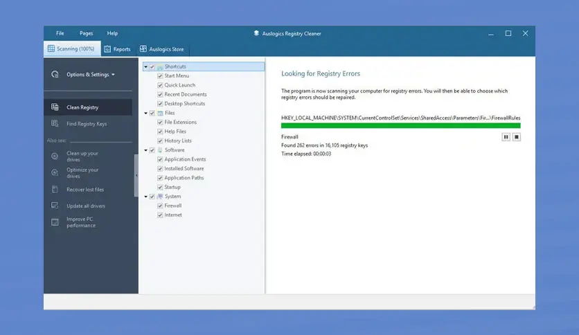 برنامج Auslogics Registry Cleaner