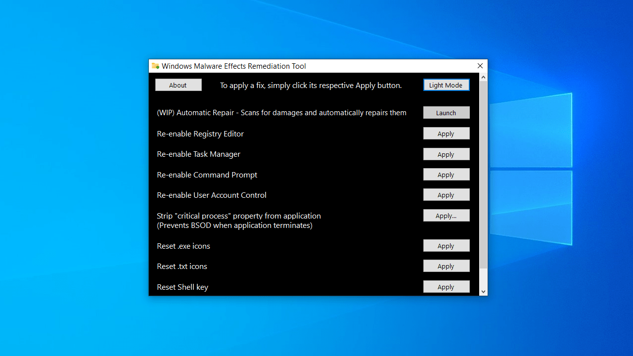 برنامج Malware Effects Remediation Tool