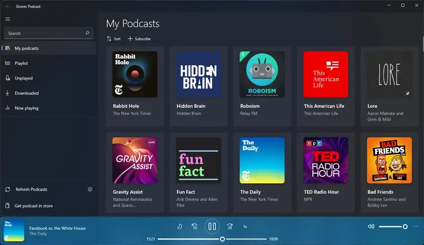 برنامج Grover Podcast