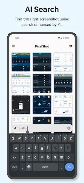 تطبيق AI Screenshot Finder PixelShot